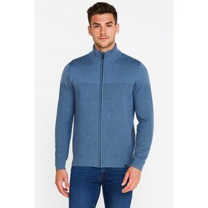 Brax Feel Good Mens Wool Blend Large Full Zip Mock Neck Long Sleeve Sweater NEW
